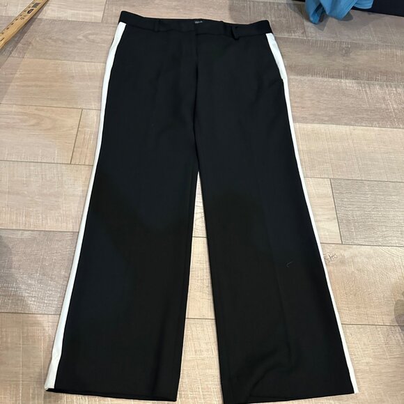ANN TAYLOR WOMENS BLACK WHITE 12 PETITE PANTS NEW - Picture 1 of 8
